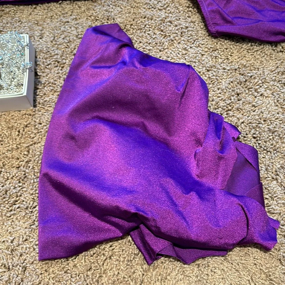 Custom Made Jazz Dance Costume Purple Rhinestones